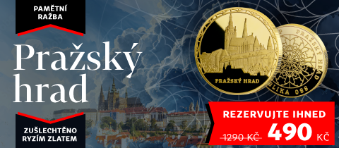 Pamětní ražba Pražský hrad zušlechtěná ryzím zlatem + dárek