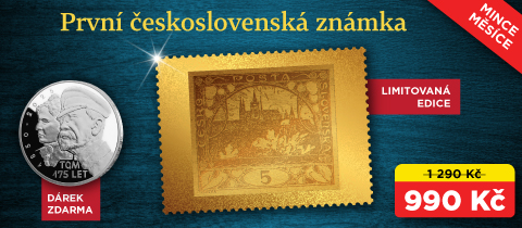 První československá známka v ryzím zlatě
