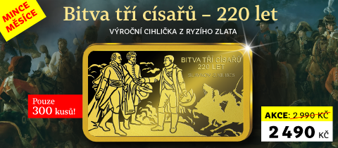 Bitva tří císařů – 220 let – výroční cihlička z ryzího zlata Bitva tří císařů – 220 let – výroční cihlička z ryzího zlata