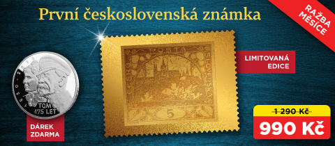 První československá známka v ryzím zlatě