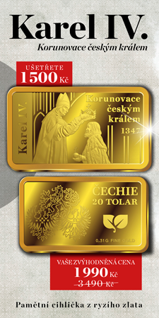 Karel IV. – korunovace českým králem – cihlička z ryzího zlata