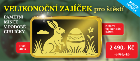 Velikonoční zajíček pro štěstí – mince z ryzího zlata