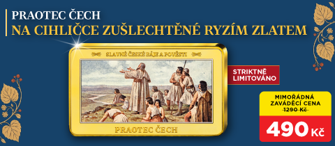 Praotec Čech na cighličce zušlechtěné ryzím zlatem