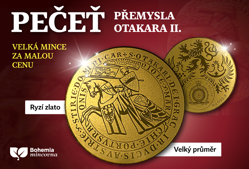 M3769AU CSIN, NIUE 2026 HALF DOLLAR PEČEŤ PŘEMYSLA OTAKARA II. 1/200 oz AU 999,9/1000 Proof-like
