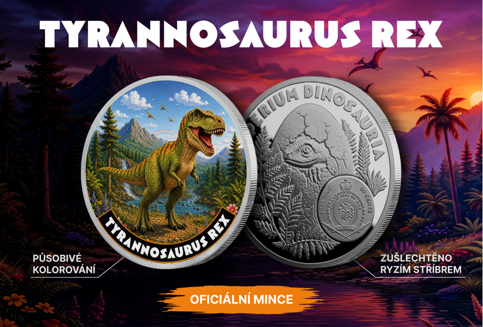 M4370BM - Tyrannosaurus rex - pamětní mince zušl. ryzím stříbrem