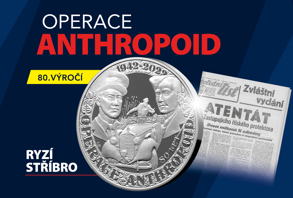 80 let – Operace Anthropoid, stříbrná pamětní medaile, 20g