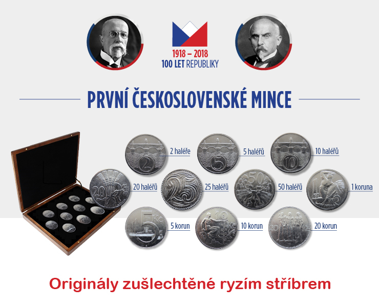 Československo 1922 - 1938 komplet set oběžených mincí SP v boxu VF