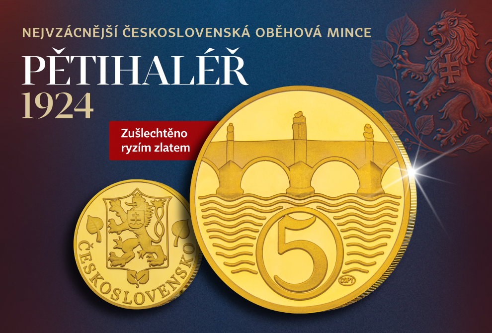 8172 CCCBM pětihaléř + blistr + první československá známka