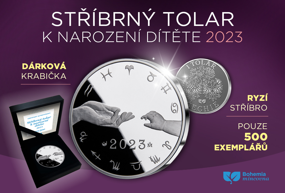 M1957AG - Stříbrný tolar k narození dítěte 2023