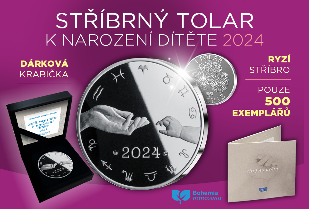 M2507AG - Stříbrný tolar k narození dítěte 2024