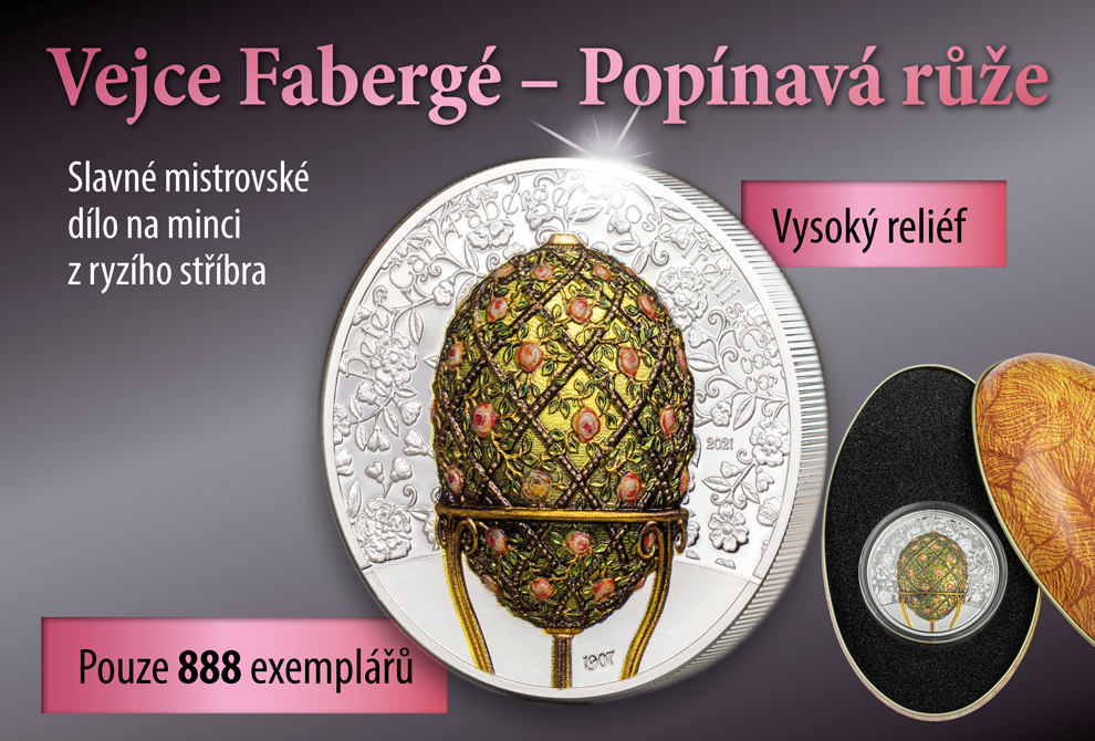 Vejce Fabergé - Popínavá růže stříbrná mince 2 oz proof
