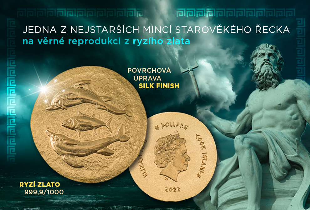 M1860AU -  Antické Řecko – Delfíni a Tuňák (Cyzicus) - zlatá pamětní mince