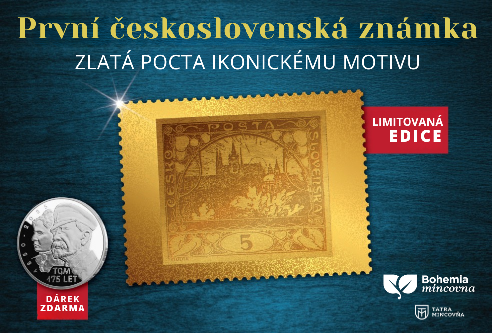 M3787AU CSIN, CZ 2026 PRVNÍ ČESKOSLOVENSKÁ ZNÁMKA, MEDAL, 0,006 g AU 999/1000