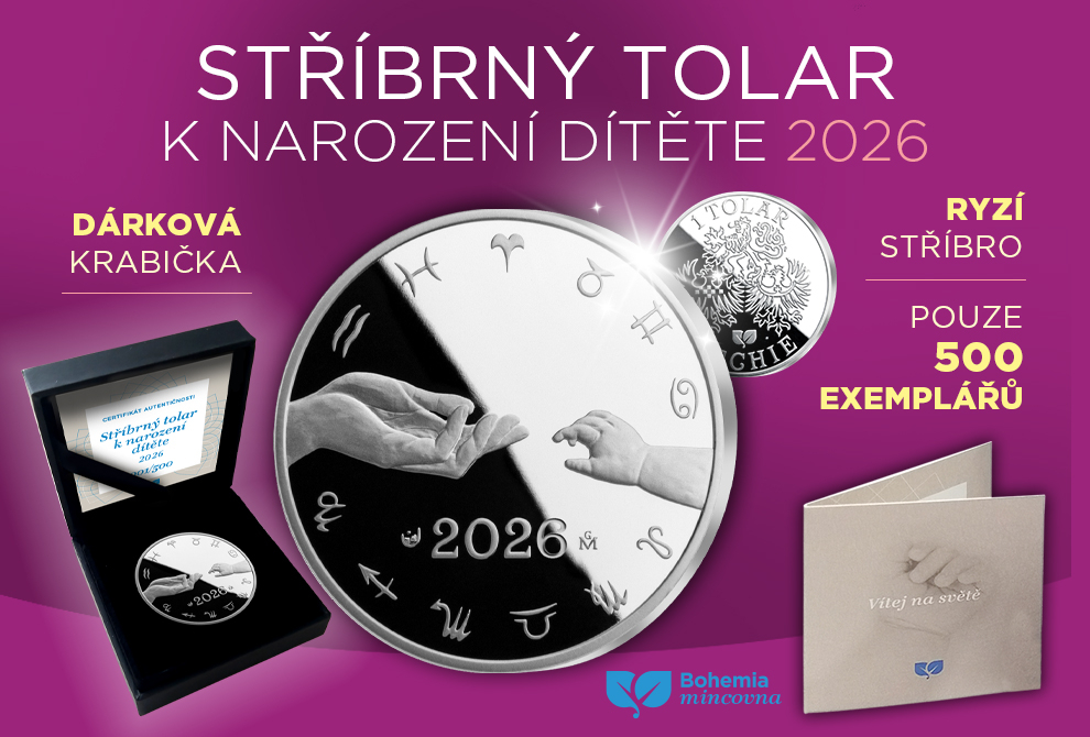 M3545AG - Stříbrný tolar k narození dítěte 2026