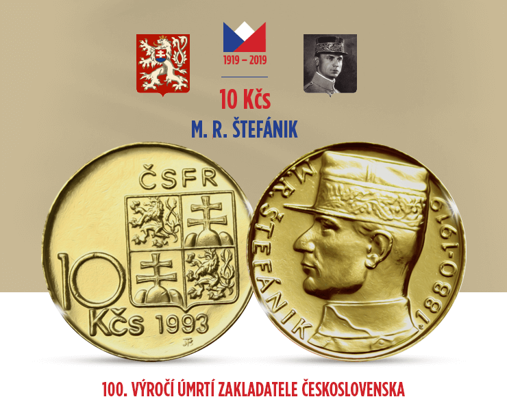 Československo 10 Kčs M. R. Štefánik GP blister