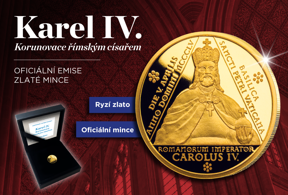 M3251AU CSIN, NIUE 2025 DOLLARS 2,5 KAREL IV. – korunovace římským císařem 1/100 oz AU 999,9/1000 Proof-like