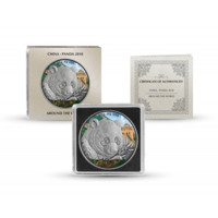 Čínská Panda 2018 stříbrná mince kolorovaná Antique