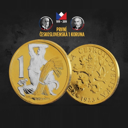 První československá koruna zušlechtěná ryzím zlatem a vzácným rhodiem