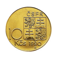 T. G. Masaryk 10 Kčs mince zušlechtěná ryzím zlatem a vzácným rhodiem