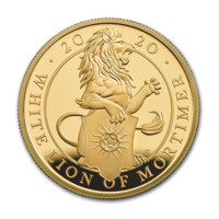 Erbovní zvířata: Bílý lev z Mortimeru zlatá mince 1/4 oz proof