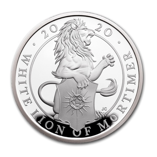 Erbovní zvířata: Bílý lev z Mortimeru stříbrná mince 1 oz proof