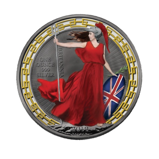 Britannia 2019 Oriental kolorování stříbrná mince Antique
