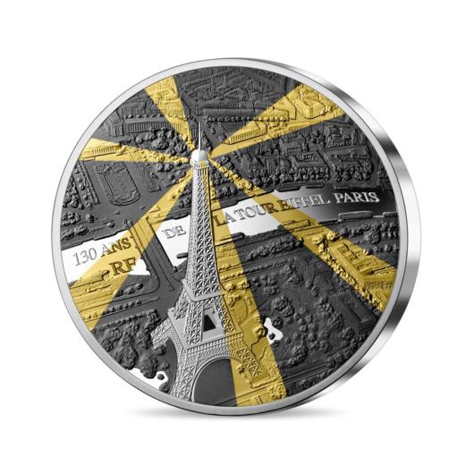 Poklady Paříže - Eiffelova věž stříbrná mince 5 oz Proof