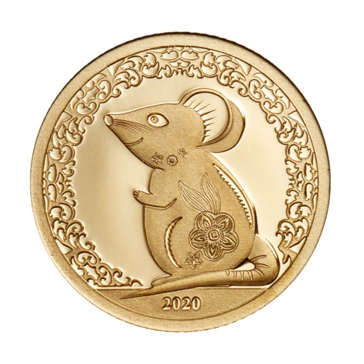 2020 Lunární rok myši zlatá mince 0,5 g proof