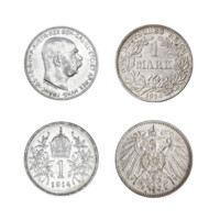 1914 - říšská marka a rakouskouherská koruna ve stříbře
