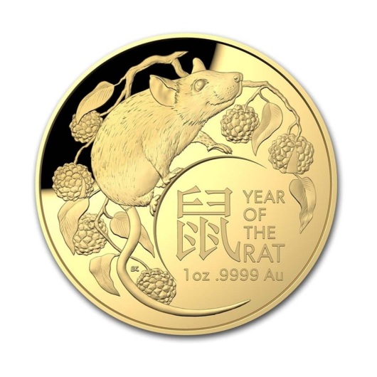 Lunární rok Krysy zlatá mince 1 oz Proof