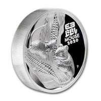 Lunární rok krysy stříbrná mince 5 oz Proof vysoký reliéf