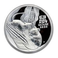 Lunární rok krysy stříbrná mince 5 oz Proof vysoký reliéf
