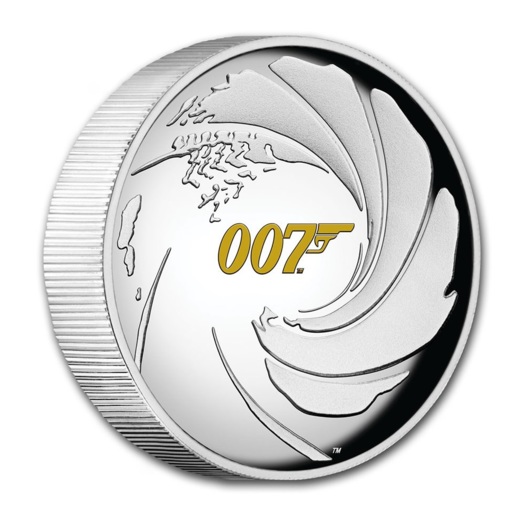 James Bond stříbrná mince 1 oz proof vysoký reliéf