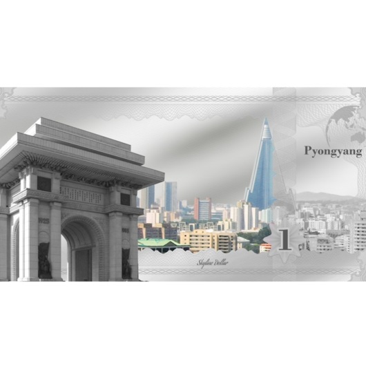 Skyline Dollar série - Panorama Pchjongjangu ve stříbře