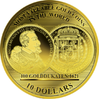 Averz mince s replikou 100 ZLATÝCH DUKÁTŮ 1621