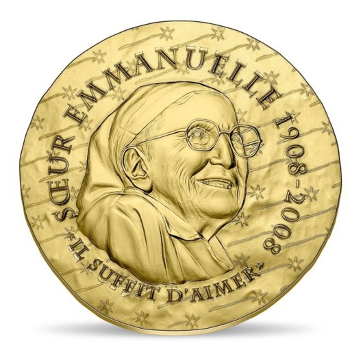 Sestra Emmanuelle a Jan Pavel II. zlatá mince 1/4 oz proof