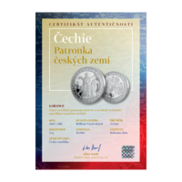 Čechie, patronka českých zemí v čistém ražebním lesku + certifikát + dobová rytina