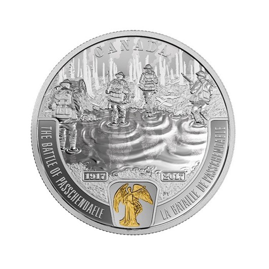 100 let od bitvy u Passchendaele stříbrná mince 1 oz proof pozlacená