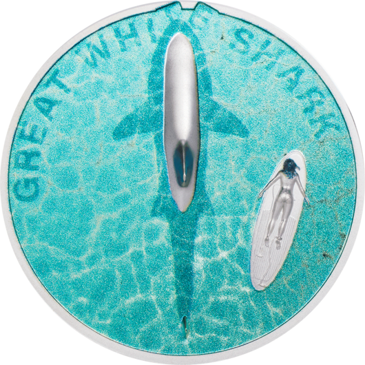 Velký bílý žralok stříbrná mince 1 oz Proof