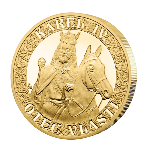 Karel IV., Otec vlasti - pamětní medaile zušlechtěná ryzím zlatem + certifikát + obrazová reprodukce
