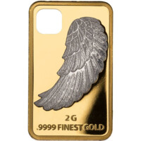 Andělské křídlo zlatá mince se stříbrným pozlaceným řetízkem