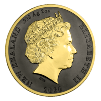 Kiwi okaritský na stříbrné minci zušlechtěný zlatem a rutheniem