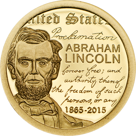 Abraham Lincoln - mince z ryzího zlata, Proof
