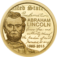 Abraham Lincoln zlatá mince Proof