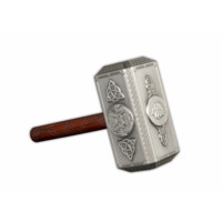 Thorovo ikonické kladivo "Mjölnir", stříbrná mince 500g, Antique finish