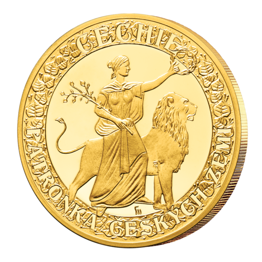 Čechie - patronka českých zemí - pamětní medaile zušlechtěná ryzím zlatem