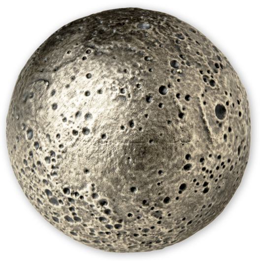 Stříbrná sférická mince planeta Merkur avers