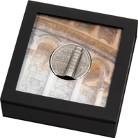 Stříbrná  mince Pisa v ultravysokém reliéfu - box