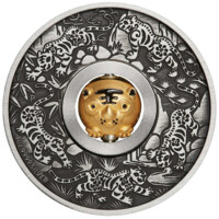 Lunární rok Tygra 2022, stříbrná mince 1oz, Antique standard