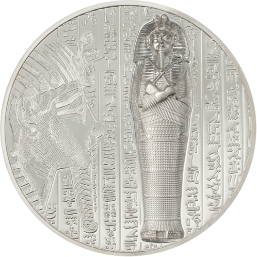 Tutanchamonův sarkofág stříbrná mince 1 oz Proof